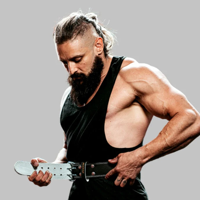 CINTURÓN DE GIMNASIO PARA LEVANTAMIENTO DE PESAS DE CUERO ACOLCHADO DE 4 PULGADAS - RDX