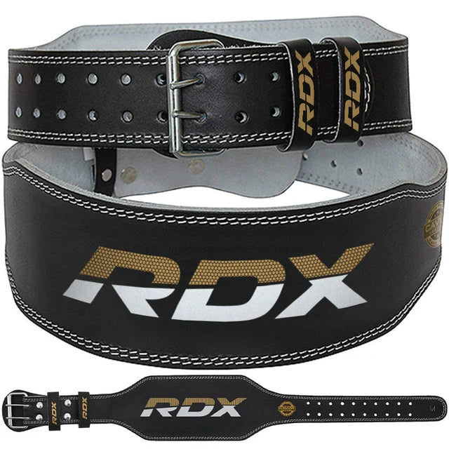 CINTURÓN DE CUERO DE 6 PULGADAS PARA LEVANTAMIENTO DE PESAS Y FITNESS - RDX
